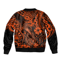 Hawaii Fish Hook Sleeve Zip Bomber Jacket Polynesian Pattern Orange Version - Wonder Print Shop
