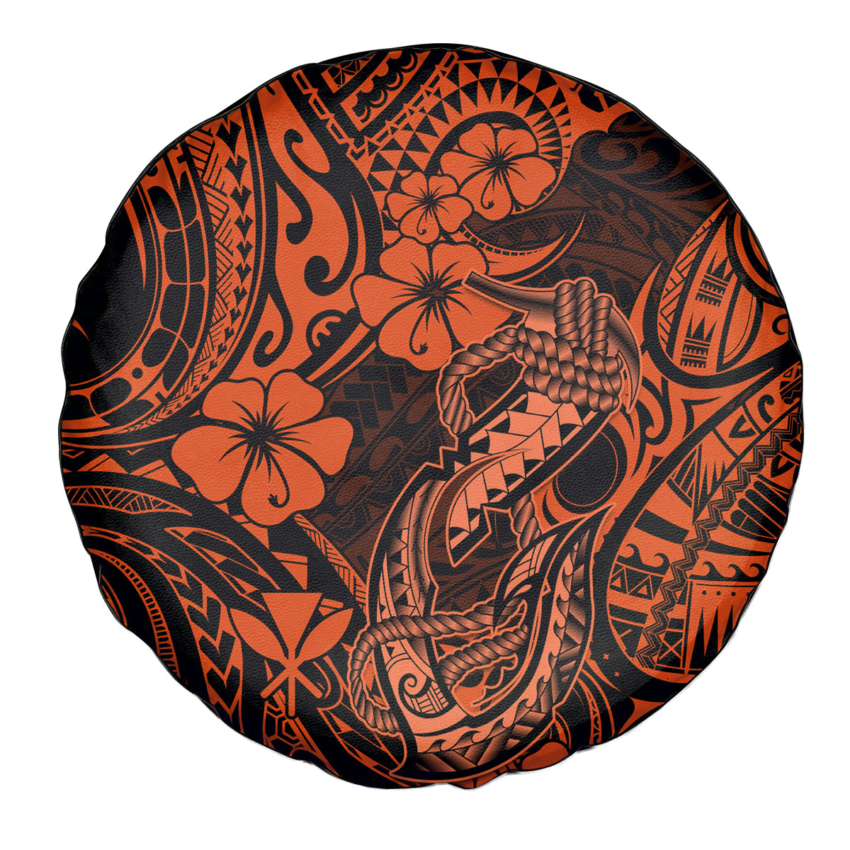 Hawaii Fish Hook Spare Tire Cover Polynesian Pattern Orange Version - Wonder Print Shop