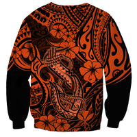 Hawaii Fish Hook Sweatshirt Polynesian Pattern Orange Version - Wonder Print Shop