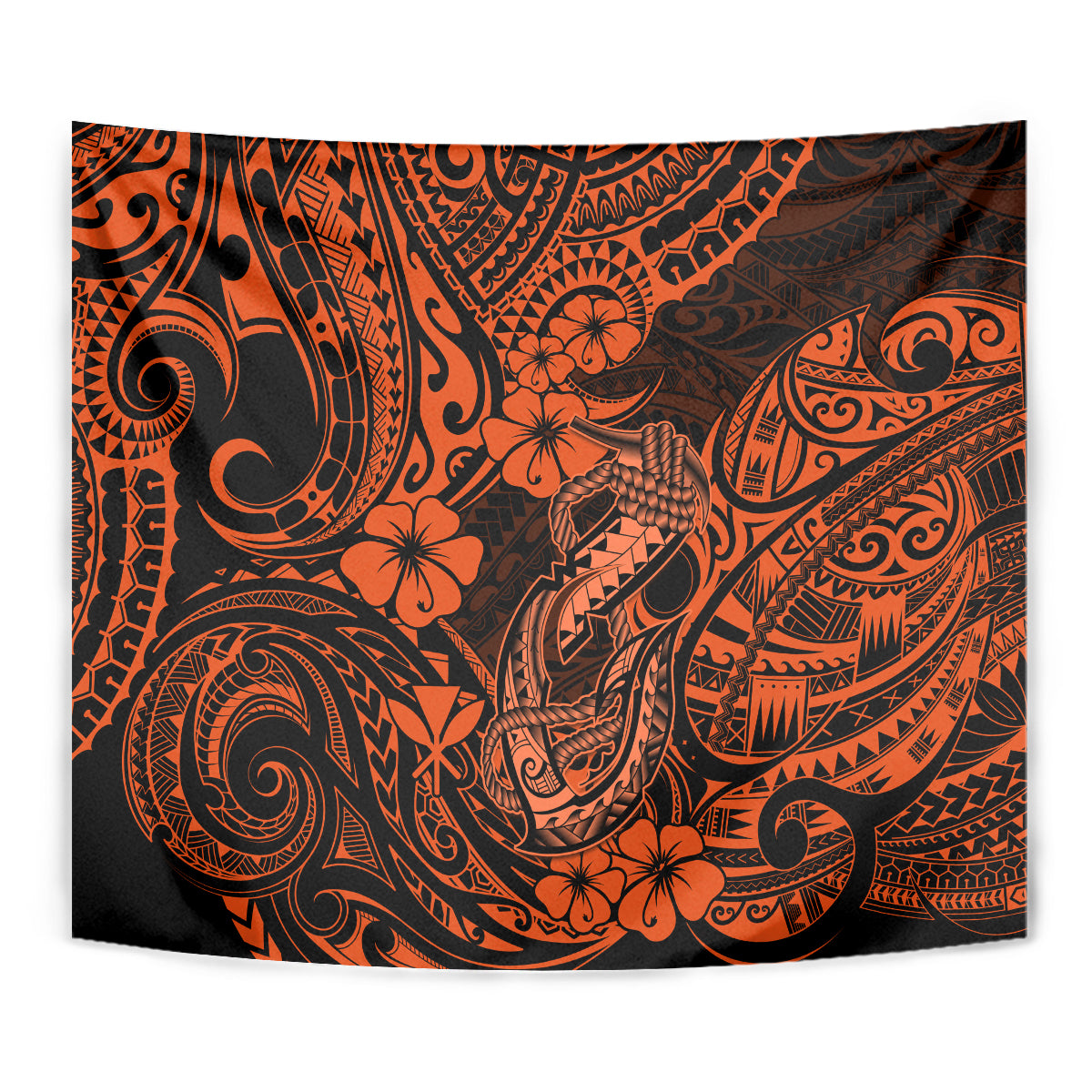 Hawaii Fish Hook Tapestry Polynesian Pattern Orange Version - Wonder Print Shop