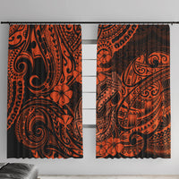 Hawaii Fish Hook Window Curtain Polynesian Pattern Orange Version - Wonder Print Shop