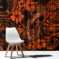 Hawaii Fish Hook Window Curtain Polynesian Pattern Orange Version - Wonder Print Shop