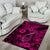 Hawaii Fish Hook Area Rug Hibiscus Hawaii Tribal Tattoo Pink Version - Wonder Print Shop