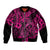 Hawaii Fish Hook Bomber Jacket Hibiscus Hawaii Tribal Tattoo Pink Version - Wonder Print Shop