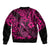 Hawaii Fish Hook Bomber Jacket Hibiscus Hawaii Tribal Tattoo Pink Version - Wonder Print Shop