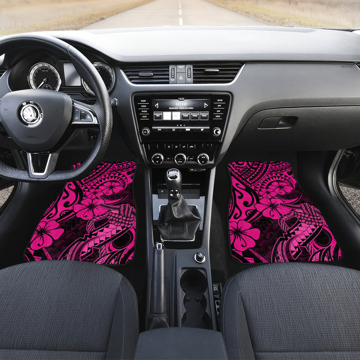 Hawaii Fish Hook Car Mats Hibiscus Hawaii Tribal Tattoo Pink Version - Wonder Print Shop