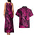 Hawaii Fish Hook Couples Matching Tank Maxi Dress and Hawaiian Shirt Hibiscus Hawaii Tribal Tattoo Pink Version - Wonder Print Shop