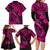 Hawaii Fish Hook Family Matching Long Sleeve Bodycon Dress and Hawaiian Shirt Hibiscus Hawaii Tribal Tattoo Pink Version - Wonder Print Shop