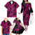 Hawaii Fish Hook Family Matching Off Shoulder Long Sleeve Dress and Hawaiian Shirt Hibiscus Hawaii Tribal Tattoo Pink Version - Wonder Print Shop