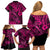 Hawaii Fish Hook Family Matching Off Shoulder Short Dress and Hawaiian Shirt Hibiscus Hawaii Tribal Tattoo Pink Version - Wonder Print Shop