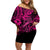 Hawaii Fish Hook Family Matching Off Shoulder Short Dress and Hawaiian Shirt Hibiscus Hawaii Tribal Tattoo Pink Version - Wonder Print Shop