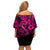 Hawaii Fish Hook Family Matching Off Shoulder Short Dress and Hawaiian Shirt Hibiscus Hawaii Tribal Tattoo Pink Version - Wonder Print Shop