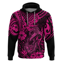 Hawaii Fish Hook Hoodie Hibiscus Hawaii Tribal Tattoo Pink Version - Wonder Print Shop