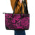 Hawaii Fish Hook Leather Tote Bag Hibiscus Hawaii Tribal Tattoo Pink Version - Wonder Print Shop