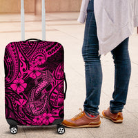 Hawaii Fish Hook Luggage Cover Hibiscus Hawaii Tribal Tattoo Pink Version - Wonder Print Shop