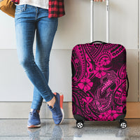 Hawaii Fish Hook Luggage Cover Hibiscus Hawaii Tribal Tattoo Pink Version - Wonder Print Shop