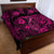 Hawaii Fish Hook Quilt Bed Set Hibiscus Hawaii Tribal Tattoo Pink Version - Wonder Print Shop