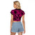 Hawaii Fish Hook Raglan Cropped T Shirt Hibiscus Hawaii Tribal Tattoo Pink Version - Wonder Print Shop
