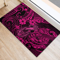 Hawaii Fish Hook Rubber Doormat Hibiscus Hawaii Tribal Tattoo Pink Version - Wonder Print Shop