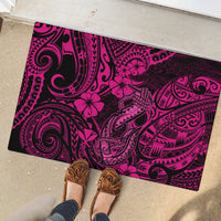 Hawaii Fish Hook Rubber Doormat Hibiscus Hawaii Tribal Tattoo Pink Version - Wonder Print Shop
