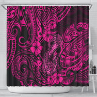 hawaii-fish-hook-shower-curtain-hibiscus-hawaii-tribal-tattoo-pink-version