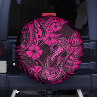Hawaii Fish Hook Spare Tire Cover Hibiscus Hawaii Tribal Tattoo Pink Version - Wonder Print Shop
