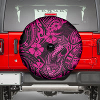 Hawaii Fish Hook Spare Tire Cover Hibiscus Hawaii Tribal Tattoo Pink Version - Wonder Print Shop