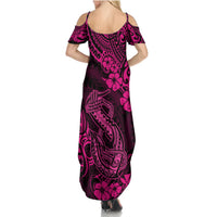 Hawaii Fish Hook Summer Maxi Dress Hibiscus Hawaii Tribal Tattoo Pink Version - Wonder Print Shop