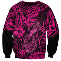 Hawaii Fish Hook Sweatshirt Hibiscus Hawaii Tribal Tattoo Pink Version - Wonder Print Shop