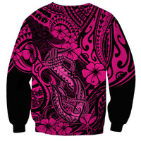 Hawaii Fish Hook Sweatshirt Hibiscus Hawaii Tribal Tattoo Pink Version - Wonder Print Shop