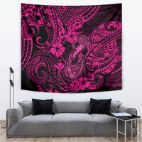 Hawaii Fish Hook Tapestry Hibiscus Hawaii Tribal Tattoo Pink Version - Wonder Print Shop