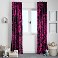 Hawaii Fish Hook Window Curtain Hibiscus Hawaii Tribal Tattoo Pink Version - Wonder Print Shop