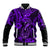 Hawaii Fish Hook Baseball Jacket Hibiscus Hawaii Tribal Tattoo Purple Version - Wonder Print Shop