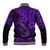 Hawaii Fish Hook Baseball Jacket Hibiscus Hawaii Tribal Tattoo Purple Version - Wonder Print Shop