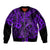 Hawaii Fish Hook Bomber Jacket Hibiscus Hawaii Tribal Tattoo Purple Version - Wonder Print Shop
