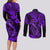 Hawaii Fish Hook Couples Matching Long Sleeve Bodycon Dress and Long Sleeve Button Shirts Hibiscus Hawaii Tribal Tattoo Purple Version - Wonder Print Shop