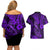 Hawaii Fish Hook Couples Matching Off Shoulder Short Dress and Hawaiian Shirt Hibiscus Hawaii Tribal Tattoo Purple Version - Wonder Print Shop
