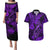 Hawaii Fish Hook Couples Matching Puletasi Dress and Hawaiian Shirt Hibiscus Hawaii Tribal Tattoo Purple Version - Wonder Print Shop