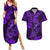 Hawaii Fish Hook Couples Matching Summer Maxi Dress and Hawaiian Shirt Hibiscus Hawaii Tribal Tattoo Purple Version - Wonder Print Shop