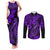 Hawaii Fish Hook Couples Matching Tank Maxi Dress and Long Sleeve Button Shirts Hibiscus Hawaii Tribal Tattoo Purple Version - Wonder Print Shop