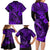 Hawaii Fish Hook Family Matching Long Sleeve Bodycon Dress and Hawaiian Shirt Hibiscus Hawaii Tribal Tattoo Purple Version - Wonder Print Shop