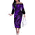 Hawaii Fish Hook Family Matching Off Shoulder Long Sleeve Dress and Hawaiian Shirt Hibiscus Hawaii Tribal Tattoo Purple Version - Wonder Print Shop