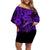 Hawaii Fish Hook Family Matching Off Shoulder Short Dress and Hawaiian Shirt Hibiscus Hawaii Tribal Tattoo Purple Version - Wonder Print Shop