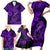 Hawaii Fish Hook Family Matching Short Sleeve Bodycon Dress and Hawaiian Shirt Hibiscus Hawaii Tribal Tattoo Purple Version - Wonder Print Shop
