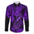 Hawaii Fish Hook Family Matching Short Sleeve Bodycon Dress and Hawaiian Shirt Hibiscus Hawaii Tribal Tattoo Purple Version - Wonder Print Shop