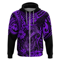 Hawaii Fish Hook Hoodie Hibiscus Hawaii Tribal Tattoo Purple Version - Wonder Print Shop