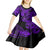 Hawaii Fish Hook Kid Short Sleeve Dress Hibiscus Hawaii Tribal Tattoo Purple Version - Wonder Print Shop