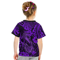 Hawaii Fish Hook Kid T Shirt Hibiscus Hawaii Tribal Tattoo Purple Version - Wonder Print Shop