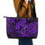 Hawaii Fish Hook Leather Tote Bag Hibiscus Hawaii Tribal Tattoo Purple Version - Wonder Print Shop
