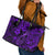 Hawaii Fish Hook Leather Tote Bag Hibiscus Hawaii Tribal Tattoo Purple Version - Wonder Print Shop